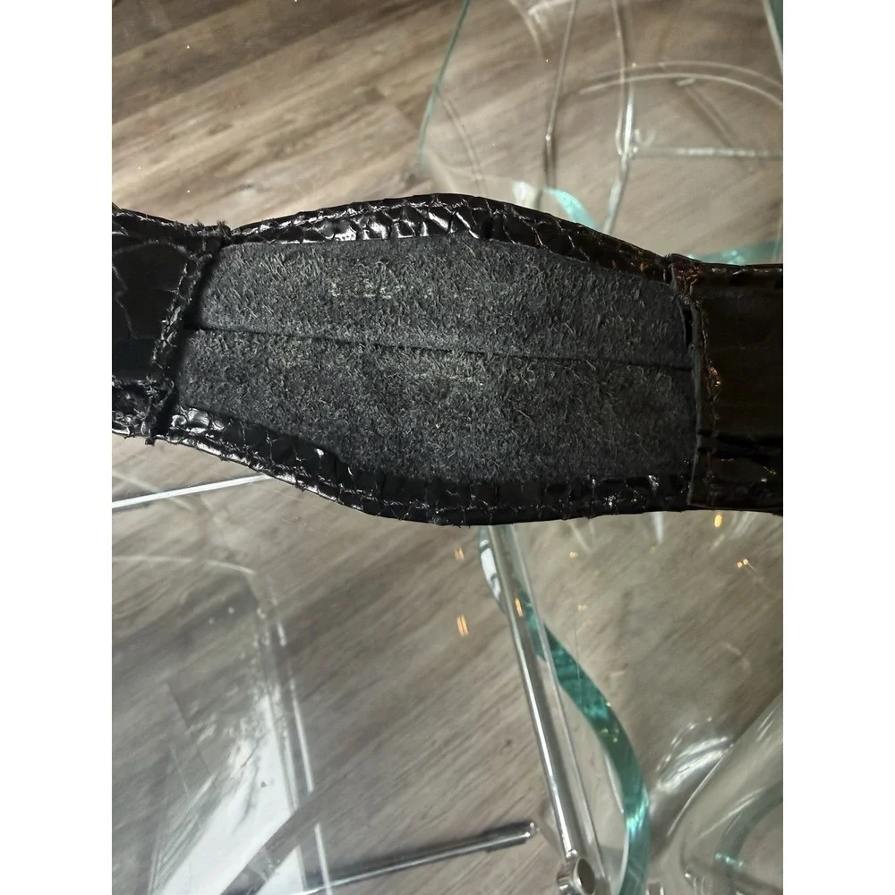 Vintage Streets Ahead Black Snakeskin Leather Silver O Ring Belt